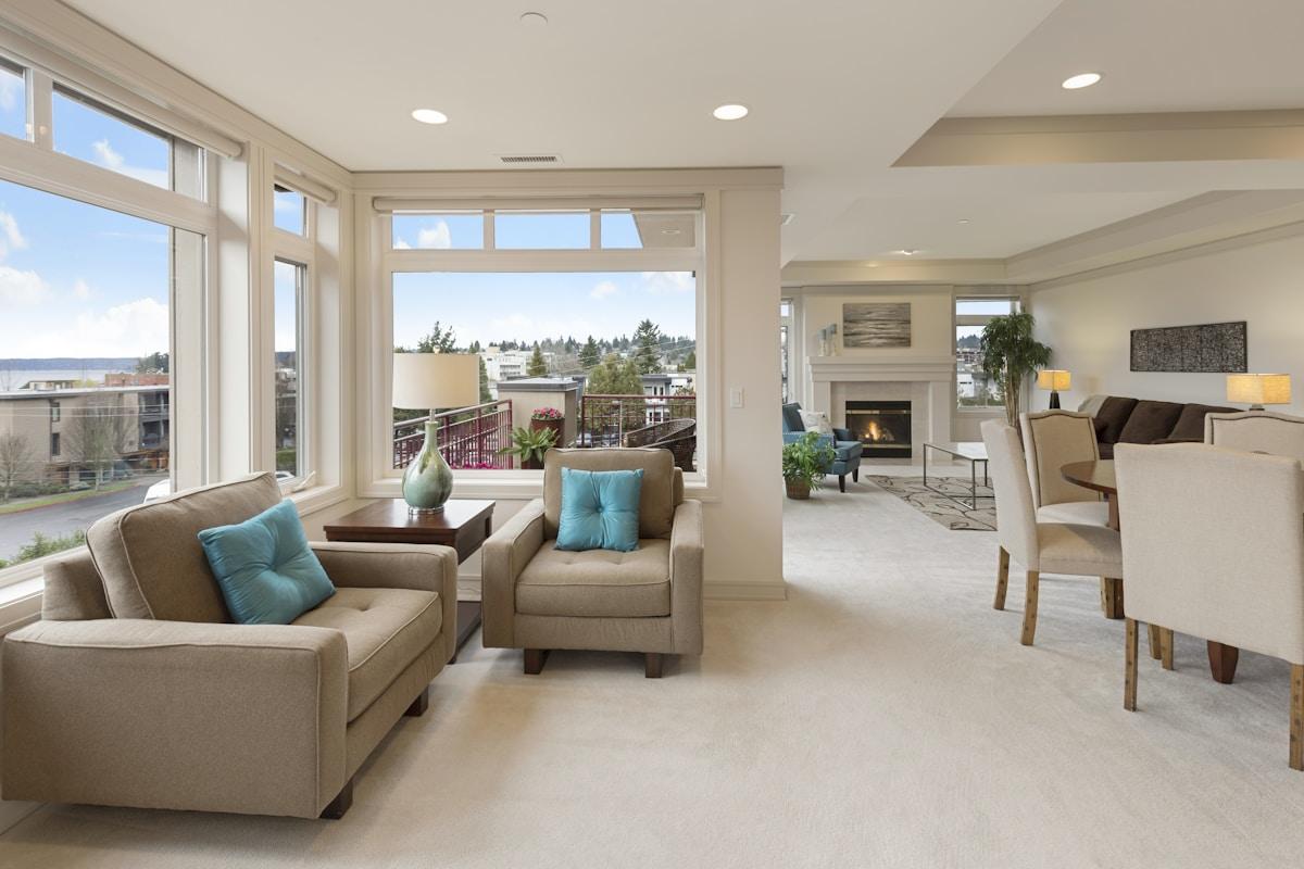 Modern apartment interior with living space and natural light.